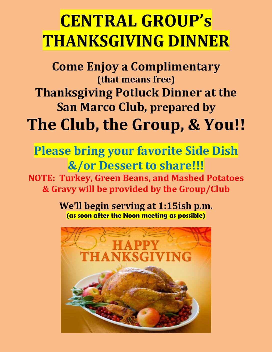 Central Group's Thanksgiving Dinner Northeast Florida Intergroup Services